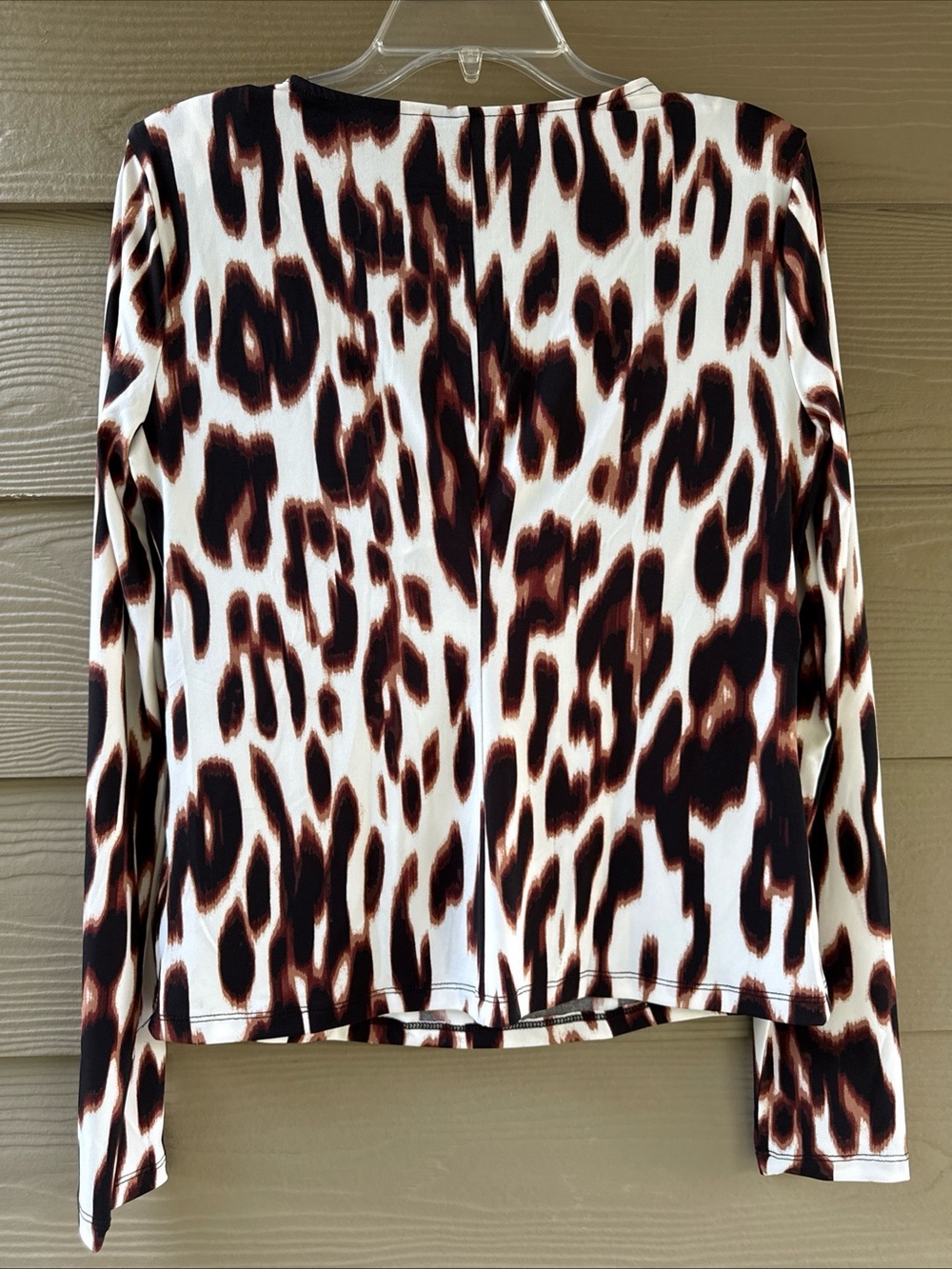 BOLD elements Brown & White Animal-Print Long Sleeve Top with Cutout - Picture 3 of 10